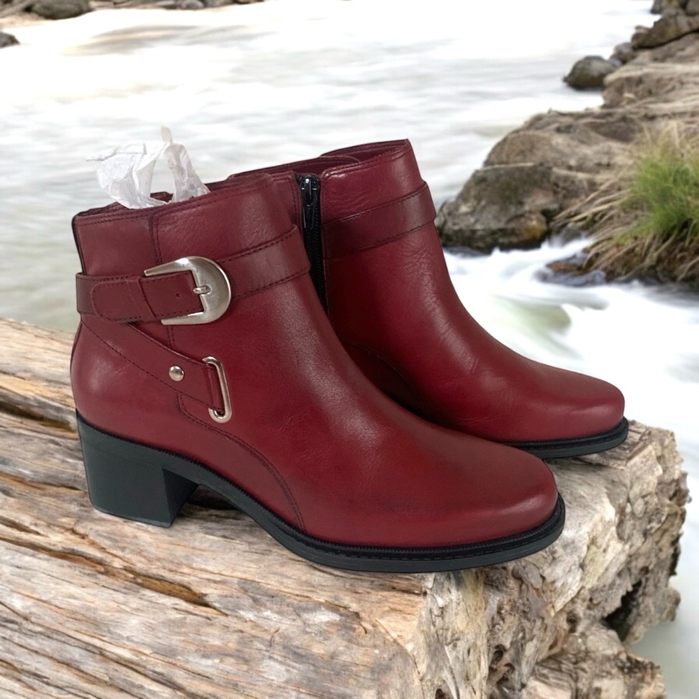 NORDSTROM Dark Red Leather Ankle Boot